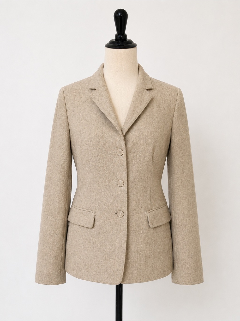 100% Wool Ann Taylor Loft Blazer Womens 10 Beige Tailored Career Jacket Classic